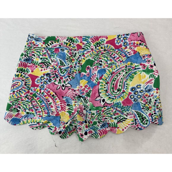 Cottagecore Crown & Ivy Floral Print Shorts Scalloped Hem Colorful Size 8 Shelby - Picture 8 of 8